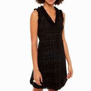 Black tweed minidress with silver sparkles